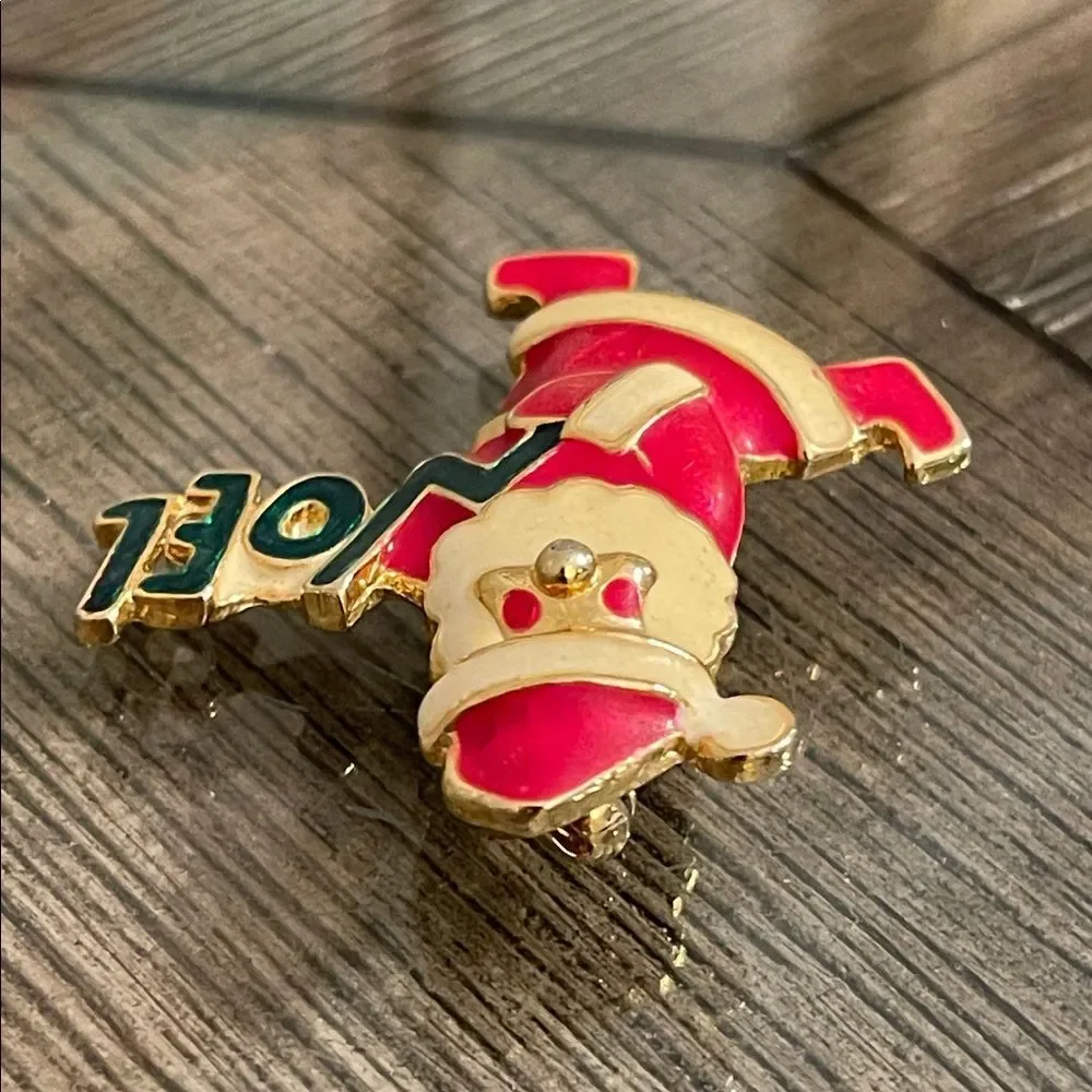 Vintage Jolly Santa - NOEL Enamel Pin By Accessories Associates Inc. Holiday Pin